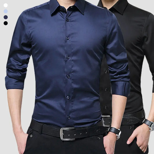 🔥Comprar 2 piezas de envío gratis🔥Camisa informal formal sin arrugas sin manga larga para hombres benefiyou