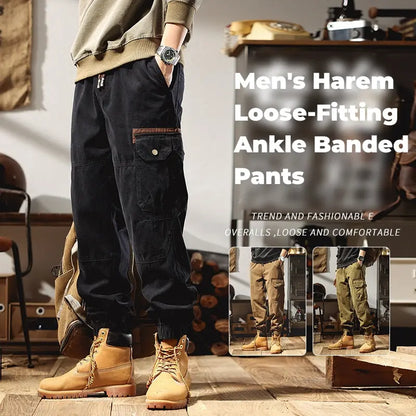 Harema masculino pantalones con bandas holgadas benefiyou